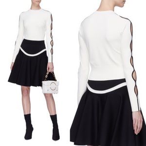 ALEXANDER MCQUEEN WAVY CUTOUT SLEEVE SWEATER